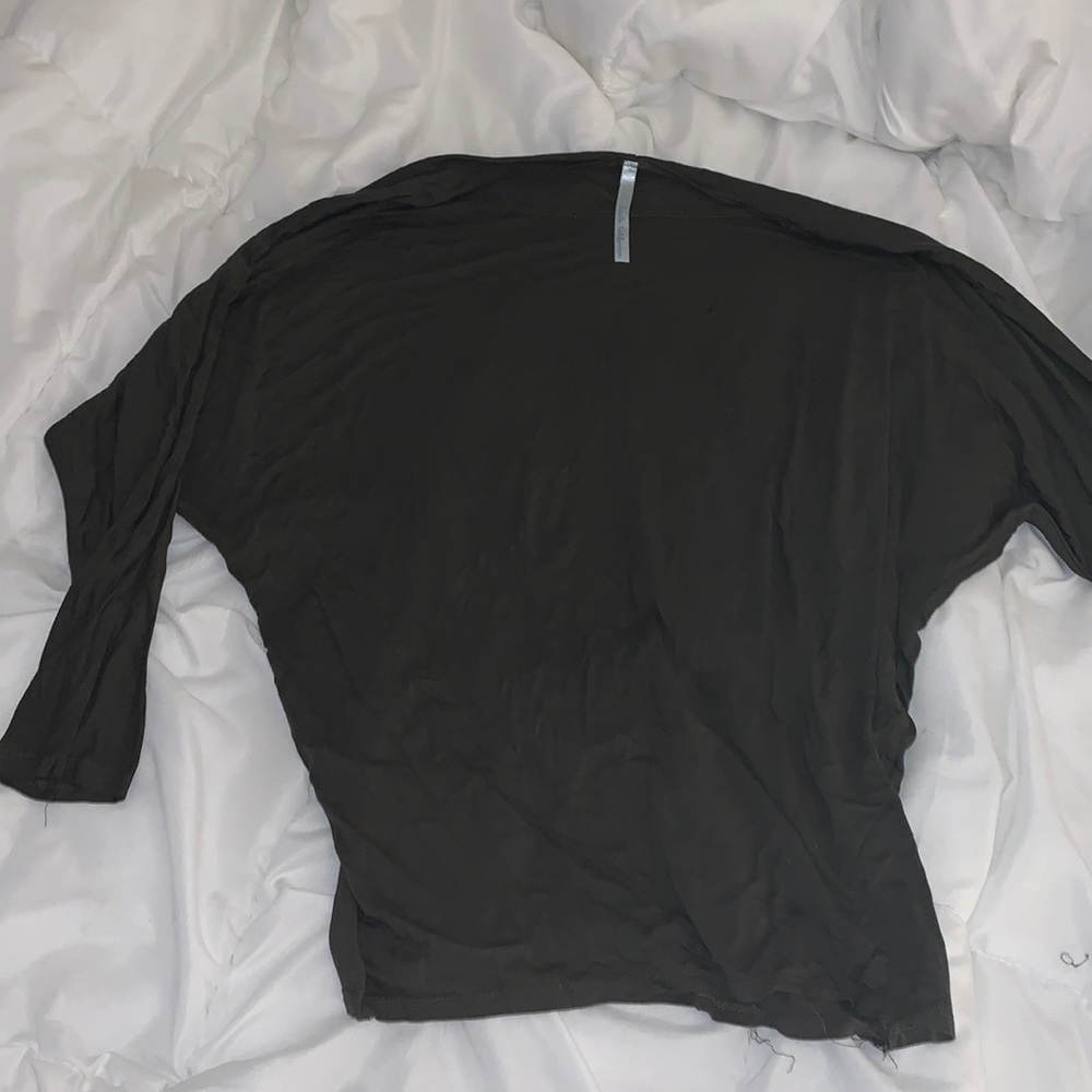 long sleeve piko style boutique top army green